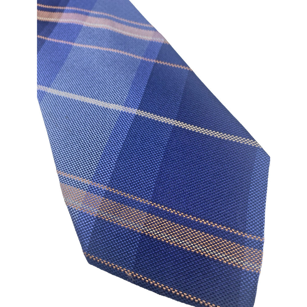 Merona Tie Necktie Blue Pink Plaid Stripe Preppy Coastal Old Money Corpcore